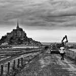 Travaux pour le rétablissement du caractère maritime du Mont saint Michel
