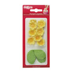BLISTER DI ZUCCHERO  FIORI GIALLI   E 5 FOGLIE VERDI