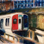 metro, oil on canvas, 100 x 100