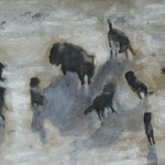 wolfs, acrylic on paper
