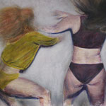 two girls, acrylic on canvas, 90 x 70