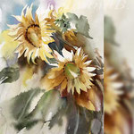 Sunflowers III 2018 (O1) / 20x30cm / Watercolour by ©janinaB.