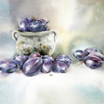 Plums I 2021 30x40cm / Watercolour by © janinaB. 