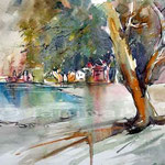 Ort am See (12) / Aquarellskizze  30x40cm  auf Arches satiniert
