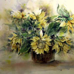 Sonnenblumen-I / Aquarell 76x56cm © janinaB.
