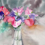 Sweet pea in a bottle 2021 (O1) 20x30cm / Watercolour by ©janinaB. 