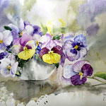 Pansies I 2020 (30) / 30x40cm Watercolour by ©janinaB.