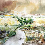 Frühlingslandschaft (O6) / Aquarell 17x24cm