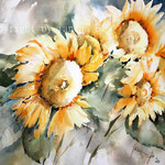 Sunflowers I 2020 (30) / 30x40cm  Watercolour by ©janinaB. 