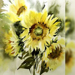 Sunflowers I 2018 (21) / 30x40cm Watercolour by ©janinaB.