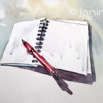 EDIM Day 10 a ballpoint pen (O4) 20x30cm  / Watercolour by ©janinaB.