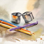 a  pencil sharpener (31) 20x30cm / Watercolour by © janinaB. 