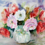 Mohn in der Glasvase (18) / Aquarell 30x40cm 