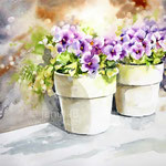 Pansies I 2021  30x40cm / Watercolour by ©janinaB. 
