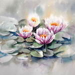 Water lilies I 2020 (30) / 30x40cm Watercolour by ©janinaB. 