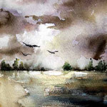 Seelandschaft (O6) / Aquarell 15x23cm
