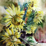 Sonnenblumen (18) / Aquarell 30x40cm