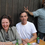 Esther, Martin, Thomas sharing many jokes and waiting to grill their meats at the party...many laughs, stories and fun was had by all