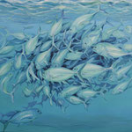 Makrelen, Ölfarbe/Texturpaste a.LW, 80 x 100 cm