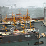 Pamir (Dock) und Passat bei Blohm & Voss 1911