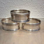 3er Satz Serviettenringe oval 925er Sterling Silber Italien Greggio Fadenrand