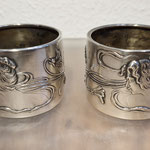 Paar Jugendstil Serviettenringe 833er Silber Portugal Porto Frauenkopf