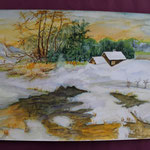 Nr 33, Winterlandschaft, Aquarell, 30 * 40 cm