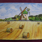 Nr 41, Wind mill landscape, water color, 30 * 40 cm