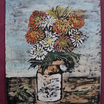 Nr 15, Bunch of flowers, blast away technique, 30 * 34.5 cm