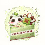 2024.6 「抹茶ケーキ×ぽてぱんだ」オンラインガチャモール”ガチャファイ”様用描き下ろし作品/Gift展出品作品