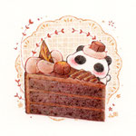 2024.6 「チョコケーキ×ぽてぱんだ」オンラインガチャモール”ガチャファイ”様用描き下ろし作品/Gift展出品作品