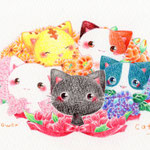 2020.1 「Flower cats」創作空間caféアトリエ様委託用描き下ろし作品