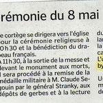 Extrait du Journal "La Manche-Libre -  édition Coutances/Notre Dame de Cenilly du 5 mai 2018