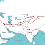 MAPPA CHE ILLUSTRA LA VIA DELLA SETA PER TERRA E PER MARE