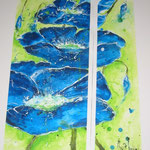 Aquarell Blauer Mohn 70x100