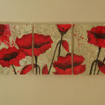 Triptychon;  Mohn; 40x90