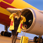 DHL hatte Sachen und diesen Trolley für die Fotos zur Verfügung gestellt. Leider durfte man die nur nicht behalten. 