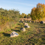 Hier liegen in einem Mini-Rundweg allerlei Findlinge aus den verschiedensten skandinavischen Ecken, die der Tagebau preisgab. 