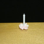 V6 - 4€ Pie dorado, flor de tela, vela de plástico adornada con micro beads rosa