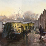 Markt Schoonhoven. Watercolour 35 x 50 cm SOLD