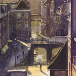 Oudegracht Utrecht. Watercolour 47 x 35 cm