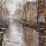 Groenburgwal Amsterdam winter. Watercolour 43 x 71 cm