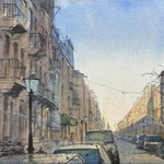 Valeriusstraat Amsterdam. Watercolor. 30 x 60 cm