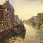 Singel Amsterdam. Watercolour. 80 x 80 cm SOLD