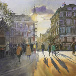 Prinsengracht Leidsestraat Dikker & Thijs Amsterdam. Watercolor 55 x 75 cm SOLD