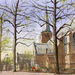 Oude Kerk Rijswijk. Watercolour 35 x 50 cm