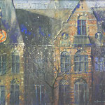 Department of Justice The Hague. Watercolor gold brass gouache and acrylics on paper. 84 x 94 cm