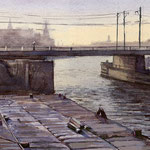 Spoorbrug Haarlem. Watercolour. 25 x 40 cm SOLD