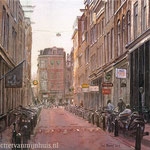 Binnen Bantammerstraat Amsterdam. Aquarel. 35 x 50 cm
