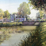 Scheepmakershaven Schoonhoven. Watercolour 30 x 60 cm